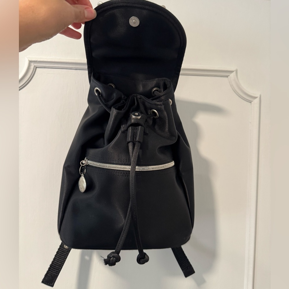 Vintage Sac Black Satin Backpack with Silver Accents - Approx. 1992-1995 Japan - Picture 3 of 11